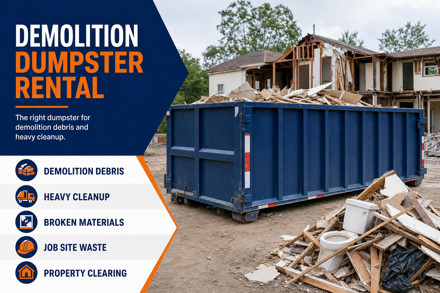 Local demolition dumpster rental information and service options