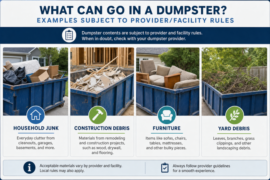 Dumpsterserviceco Dumpster Materials Disposal Guide Accepted