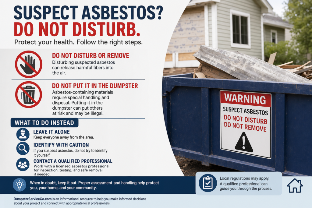 Dumpsterserviceco Dumpster Materials Disposal Guide Asbestos