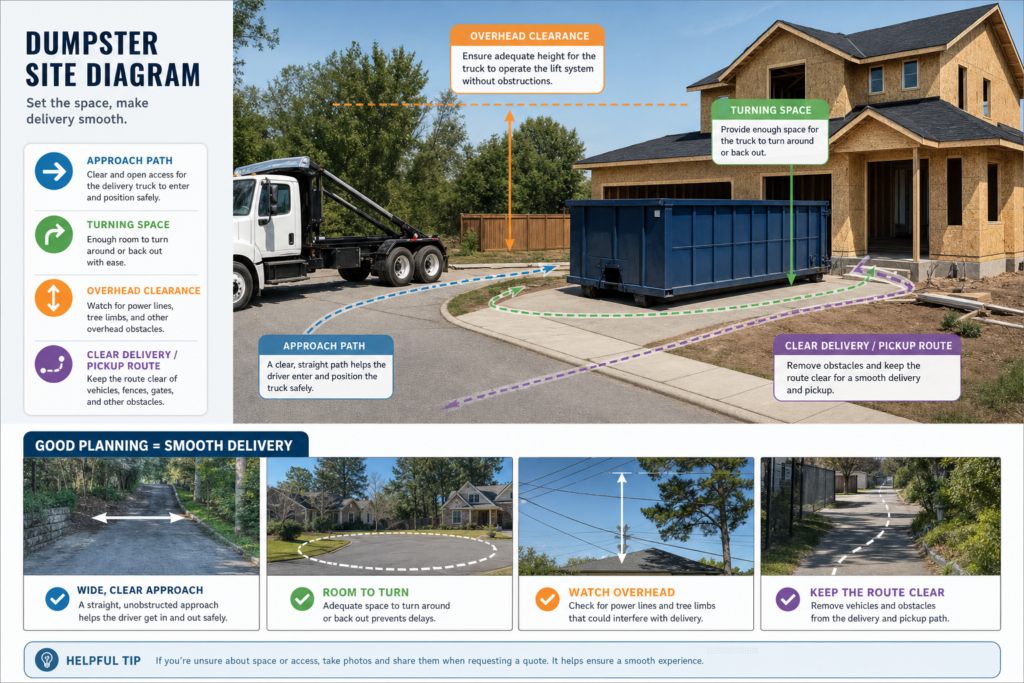Dumpsterserviceco Dumpster Placement Delivery Guide Access