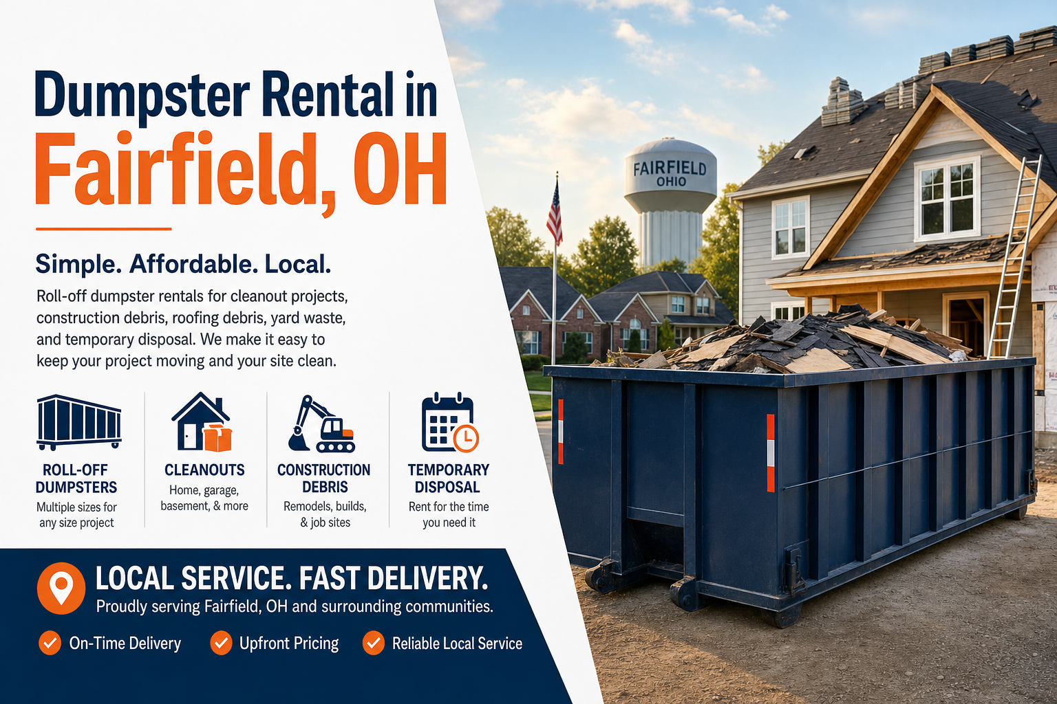Dumpster Rental in Fairfield OH from Dumpster Service Co.