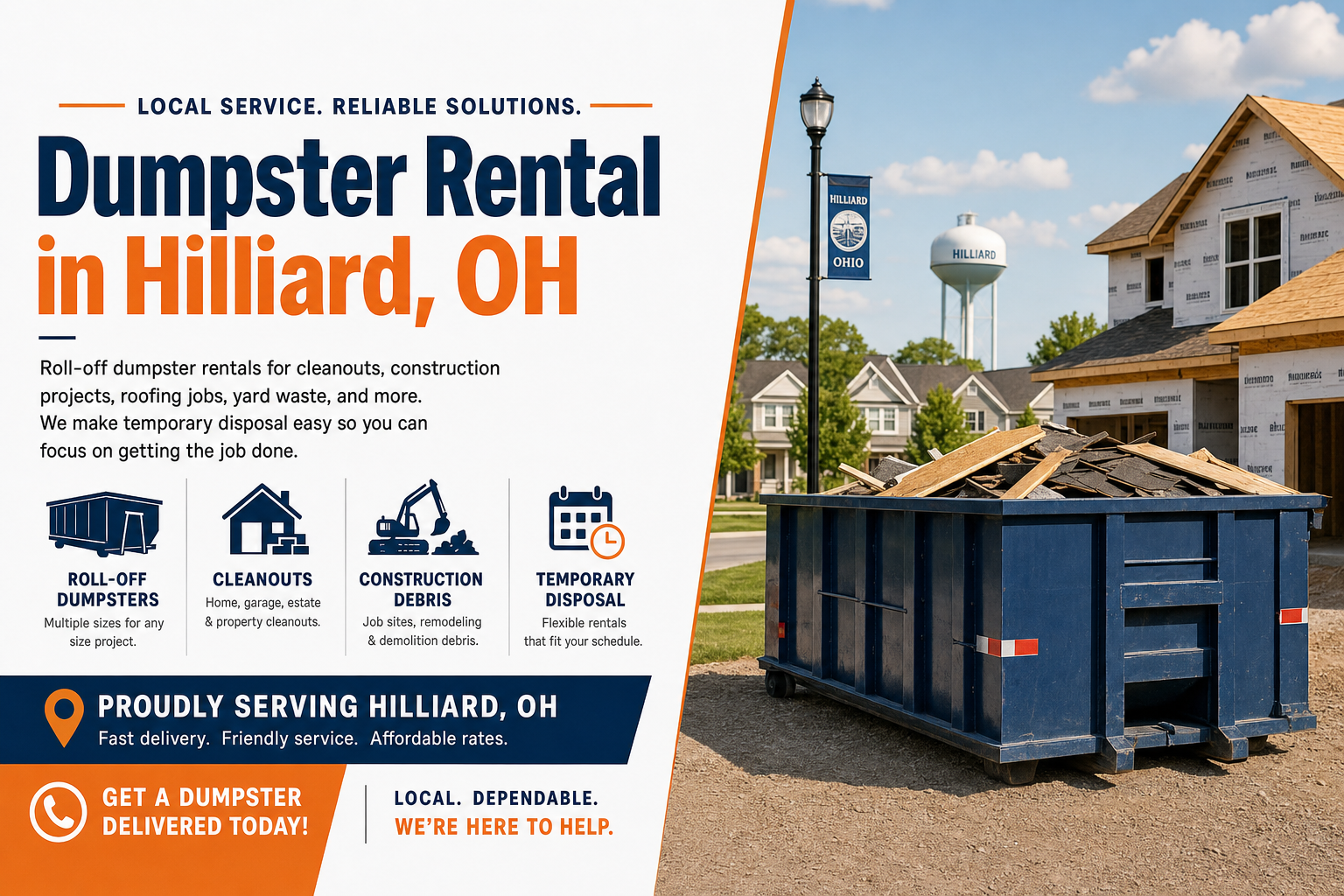 Dumpster Rental in Hilliard OH from Dumpster Service Co.