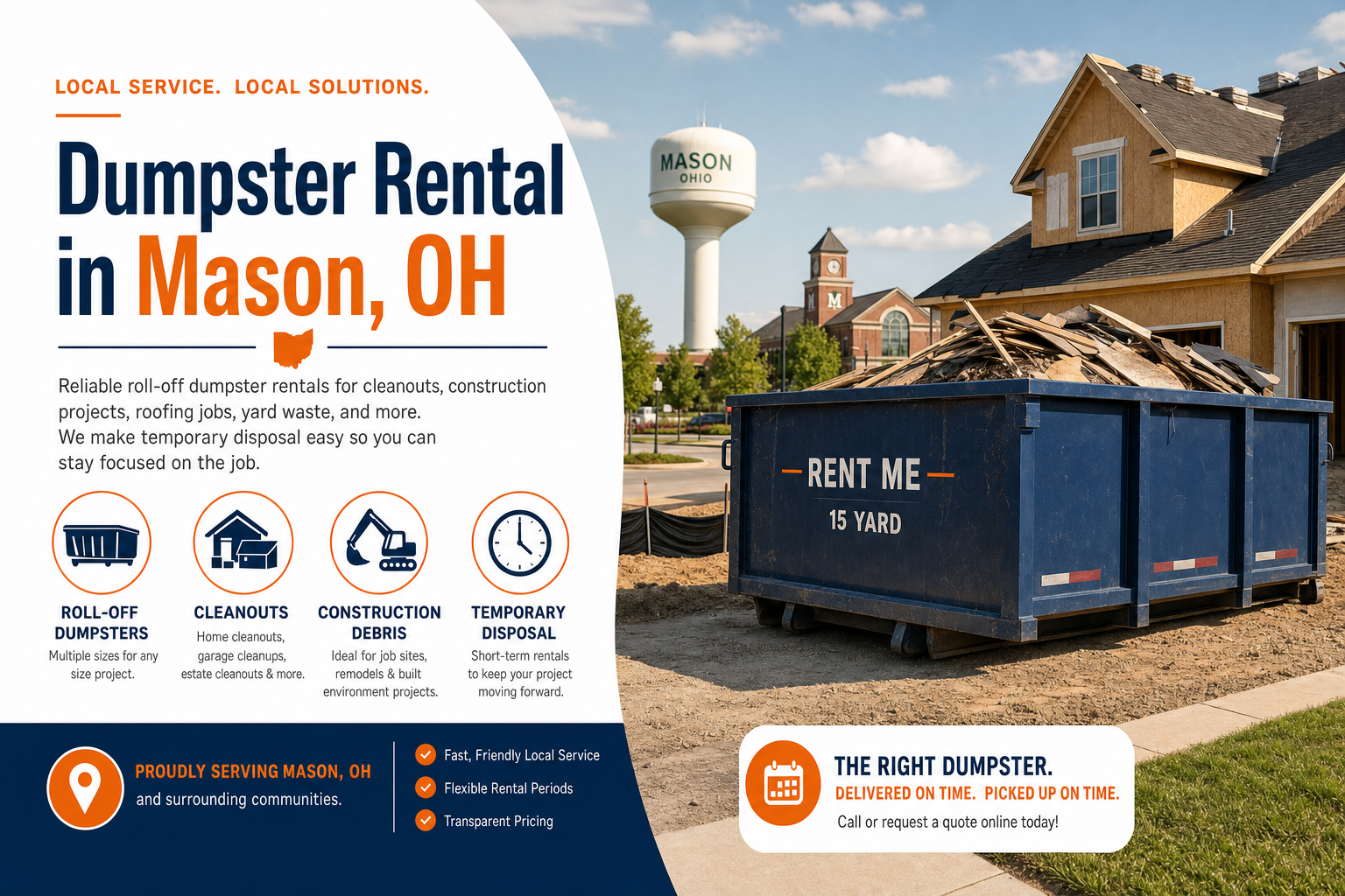 Dumpster Rental in Mason OH from Dumpster Service Co.