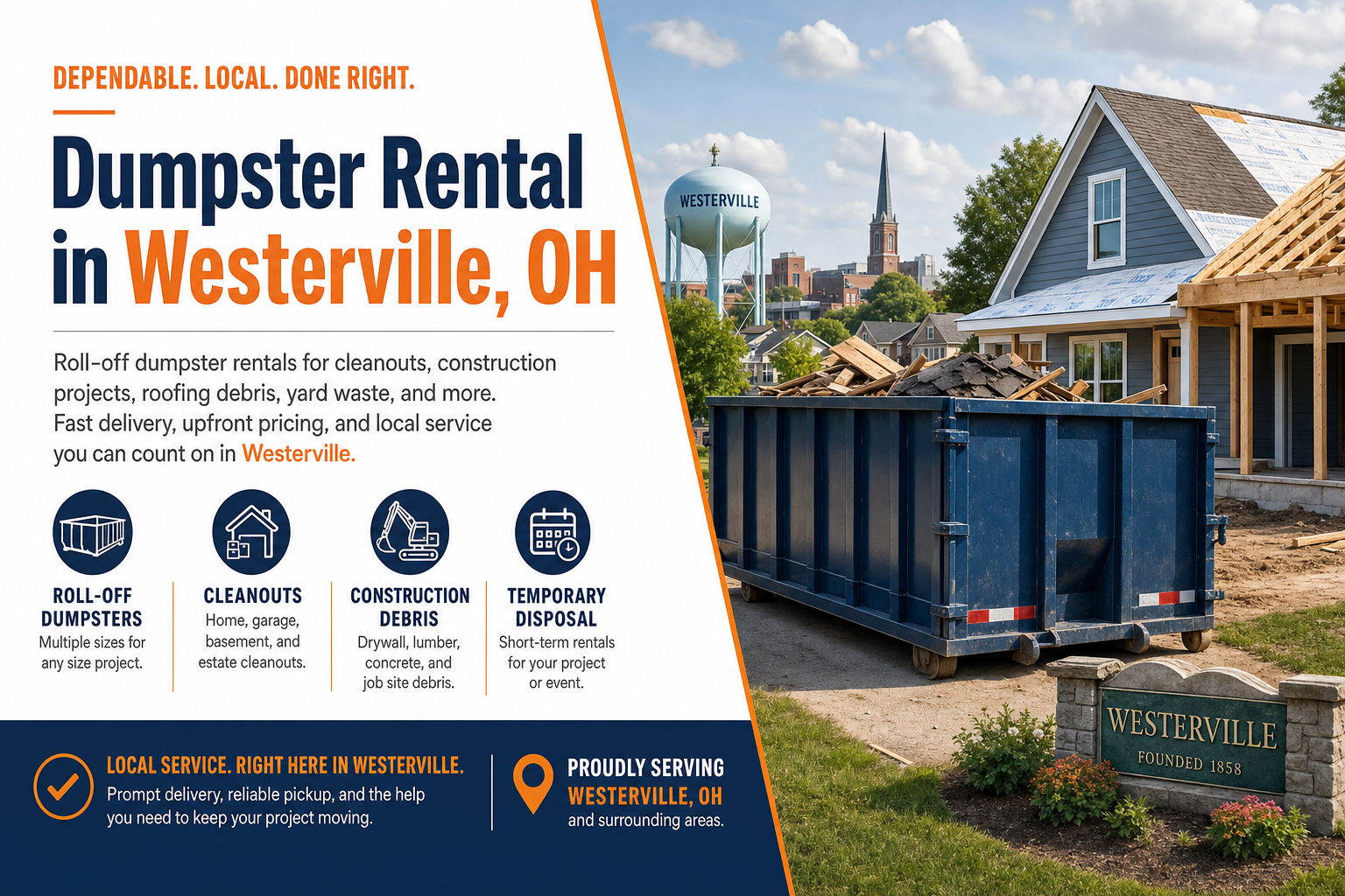Dumpster Rental in Westerville OH from Dumpster Service Co.