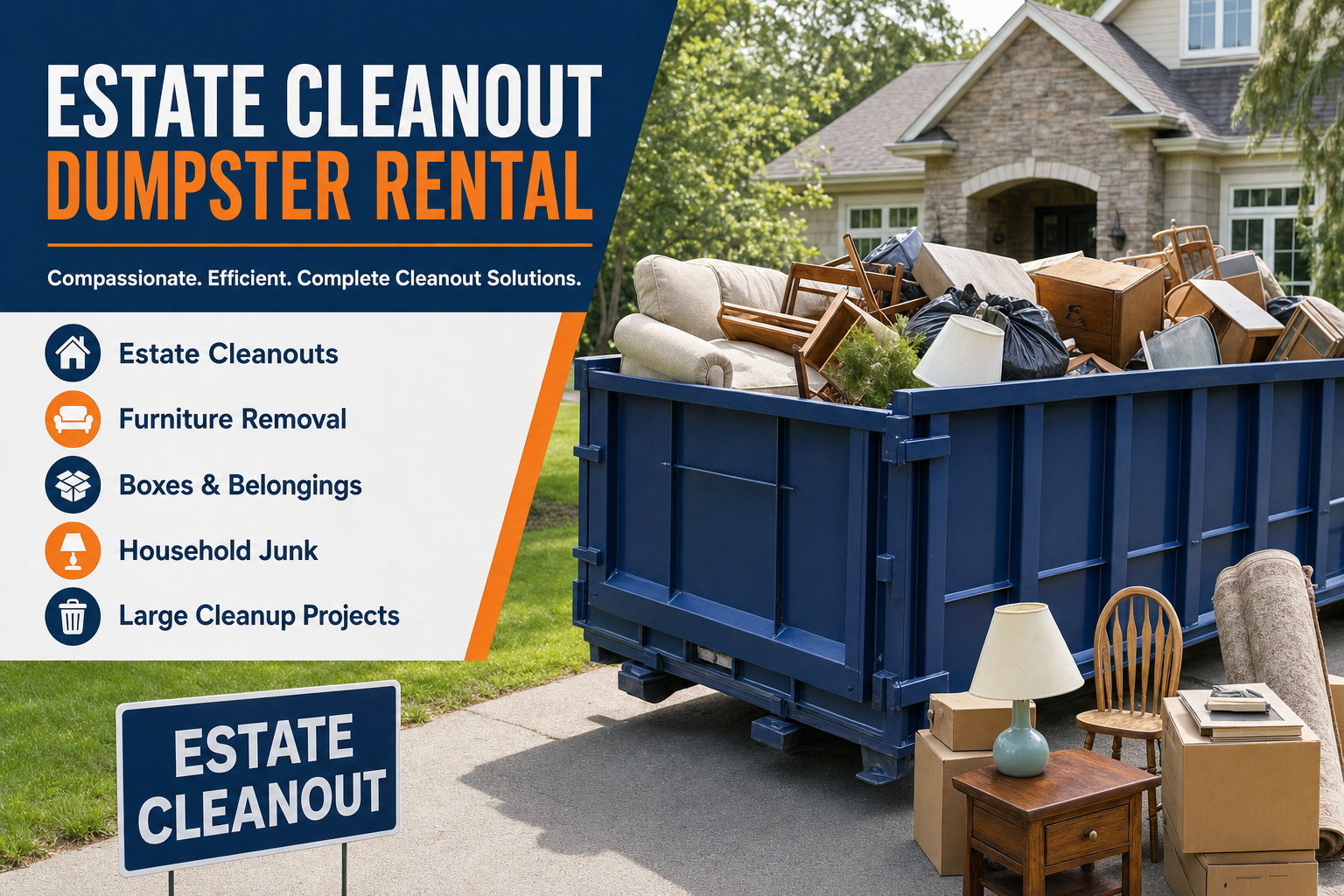 Local estate cleanout dumpster rental information and service options