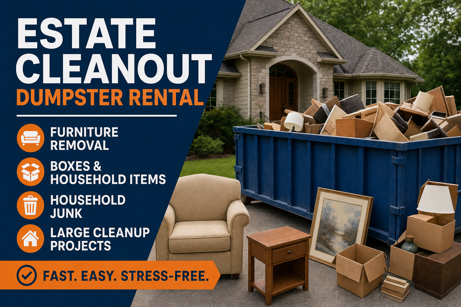 Estate Cleanout Dumpster Rental referral service call support
