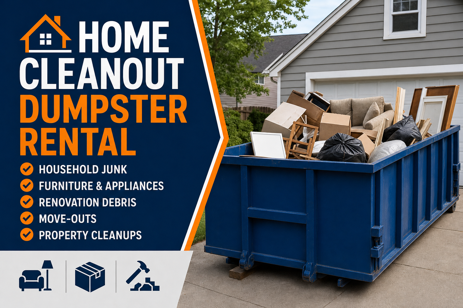 Home Cleanout Dumpster Rental referral service call support