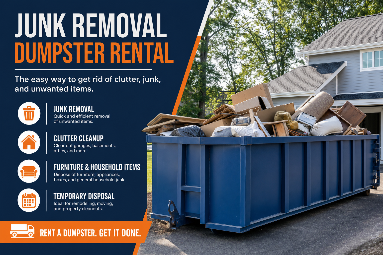 Local junk removal dumpster rental information and service options