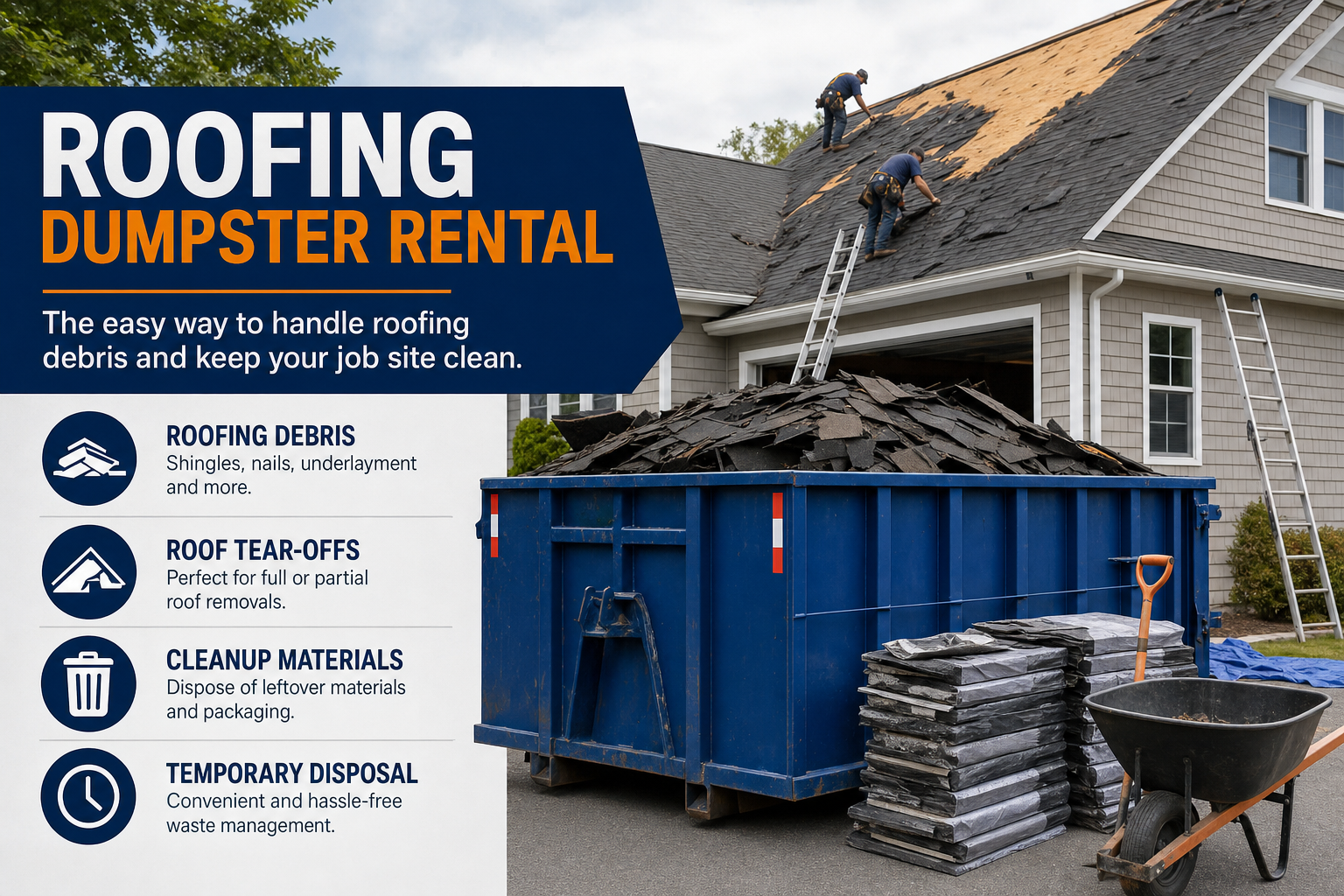 Local roofing dumpster rental information and service options