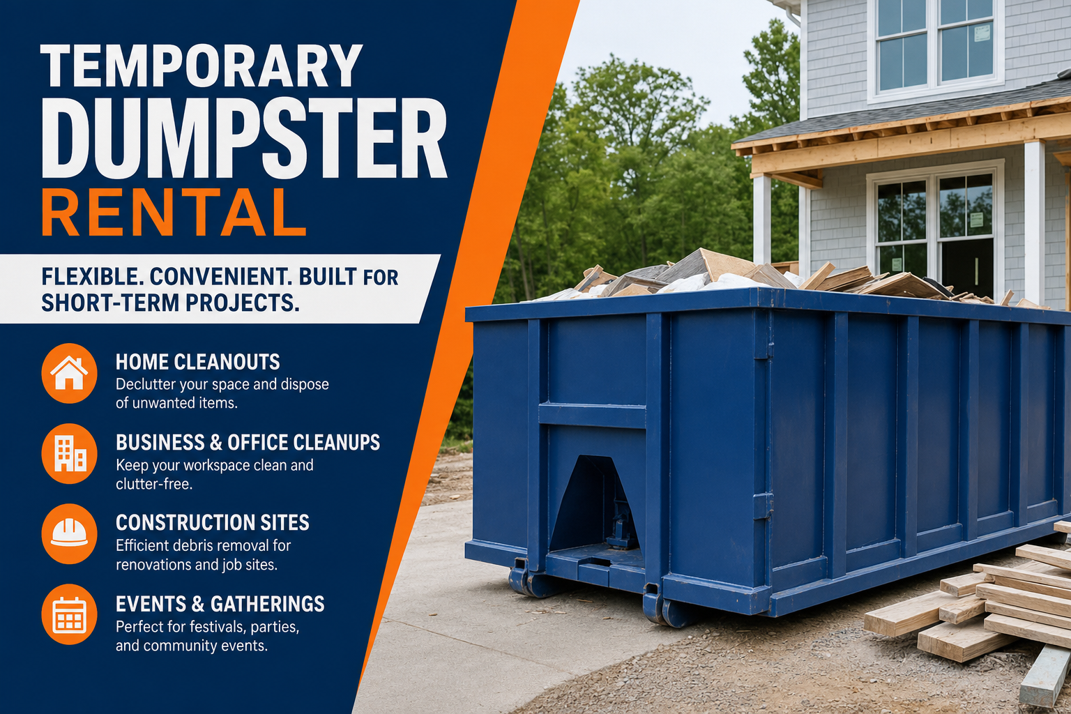 Local temporary dumpster rental information and service options
